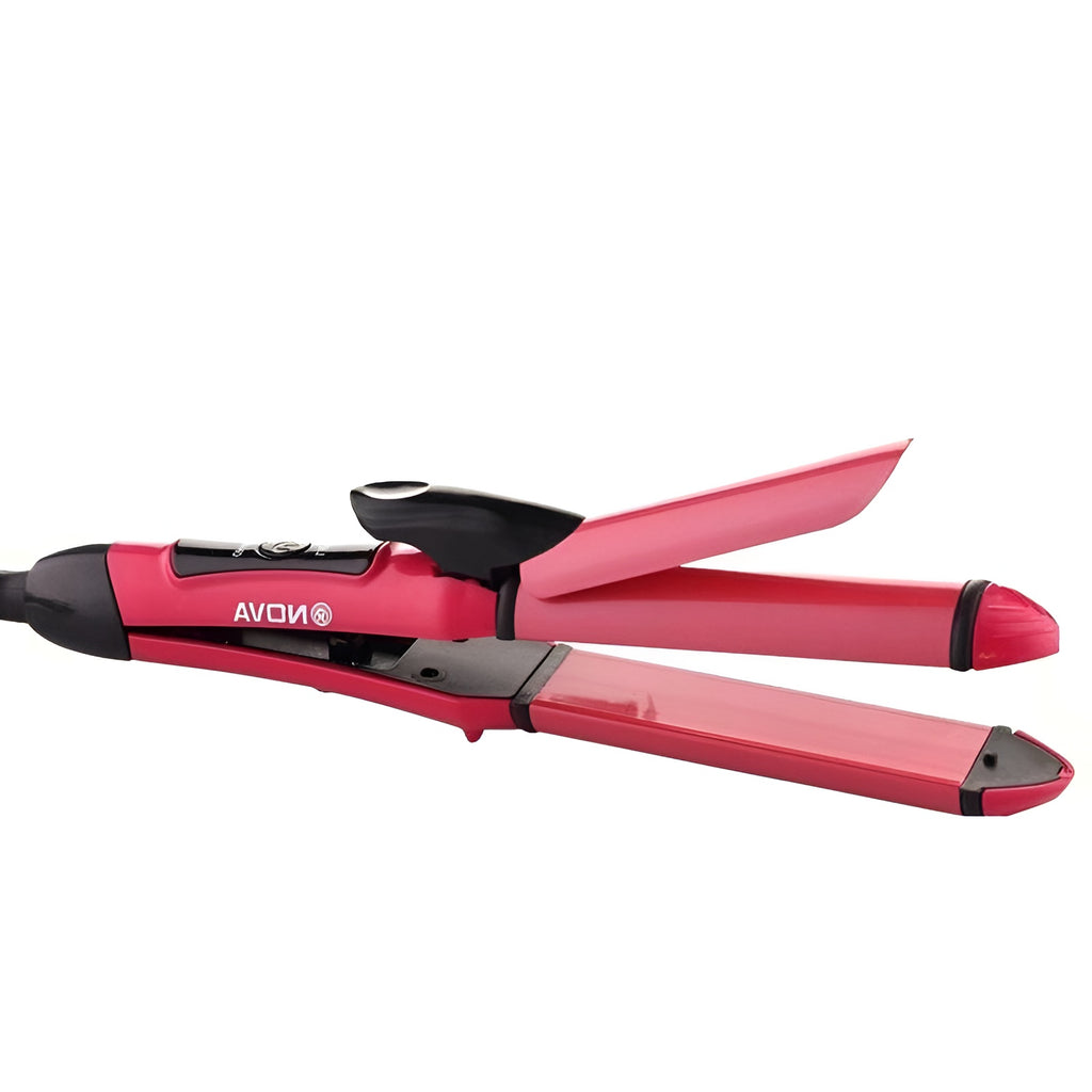 Nova 2-In-1 Hair Straightener & Curler NH-2009 – Quick Heat-Up Ceramic Plates for Sleek Straightening