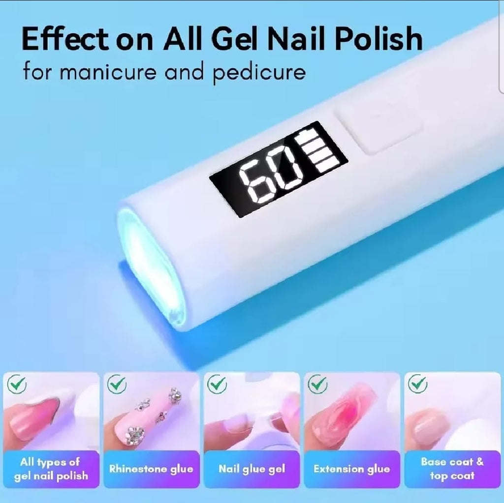 UV Light for Gel Nails – Handheld Mini Flash Cure Lamp | Portable Lumière Nail Dryer