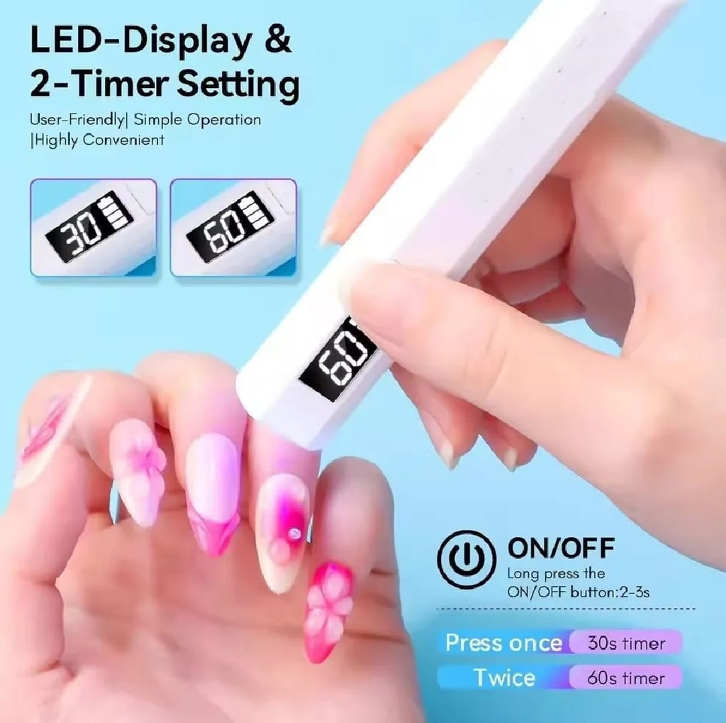 UV Light for Gel Nails – Handheld Mini Flash Cure Lamp | Portable Lumière Nail Dryer